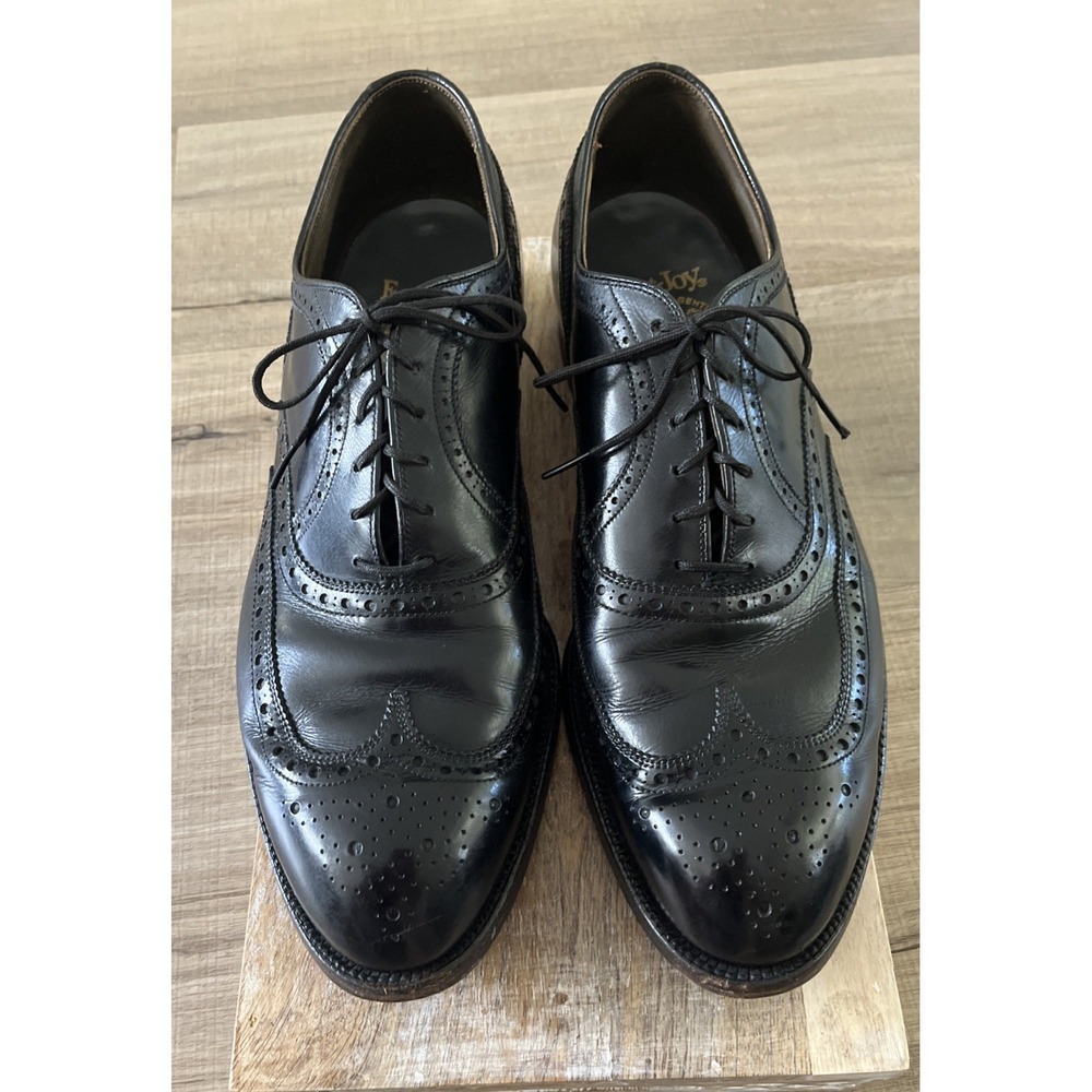Vtg 70s/ 80s FootJoy Black Leather Wingtip Oxford Dress Shoes Men's 11 D -51547A